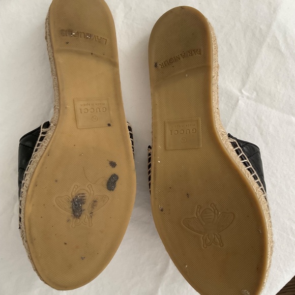Gucci Black leather marmont espadrilles slides size 41 - Picture 7 of 8